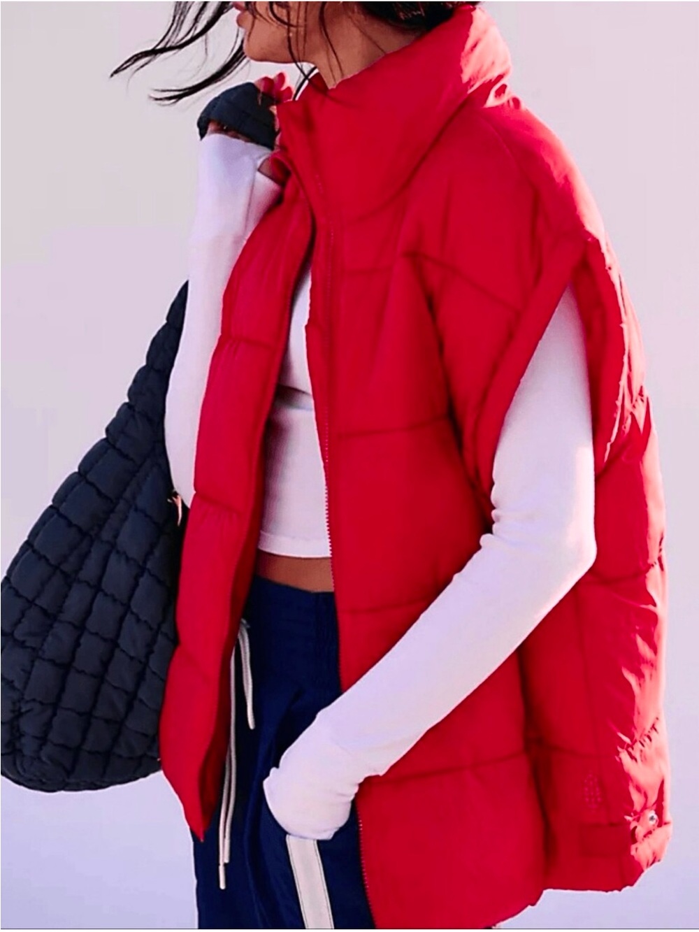 FREE PEOPLE In A Bubble Puffer Vest Cranberry Red NEW Size XS